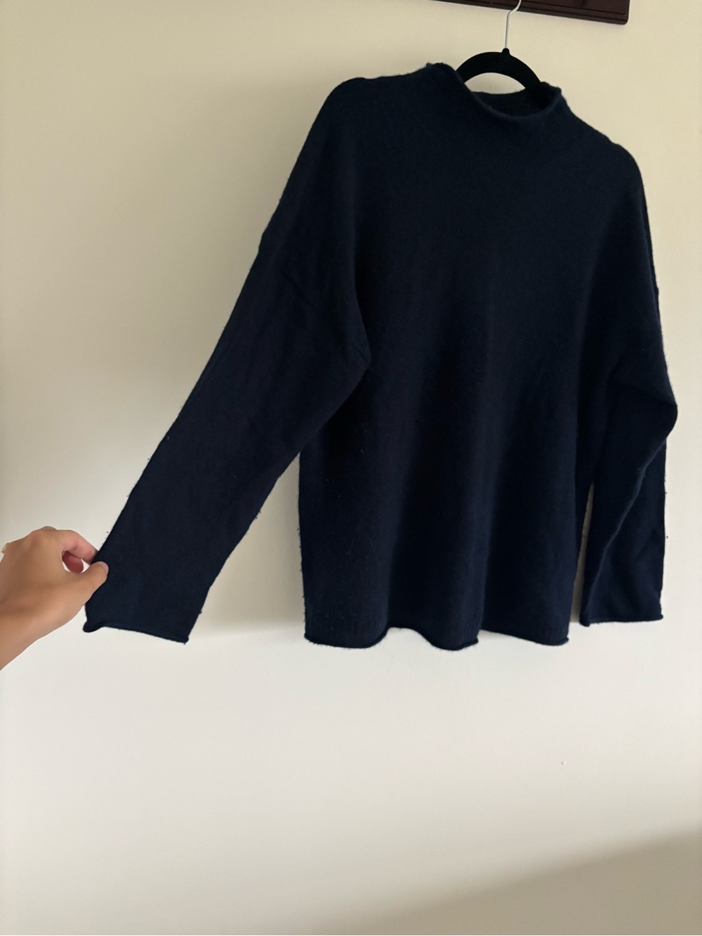 J. Crew Cashmere Navy Blue Mock Neck Sweater